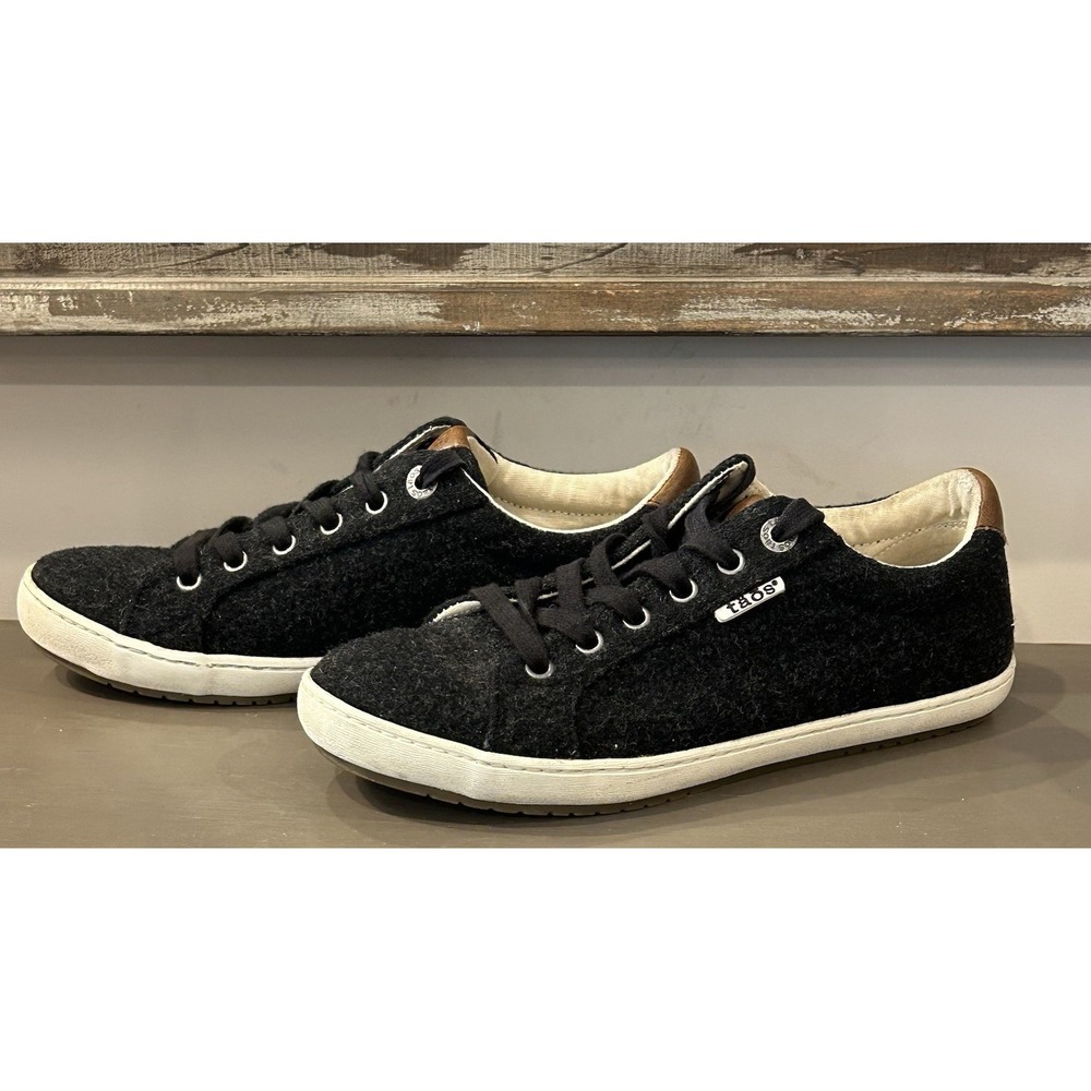 Taos Star Burst Shoes Sneakers Womens Size 8 Black Wool Casual Lace Up Comfort - Picture 4 of 8